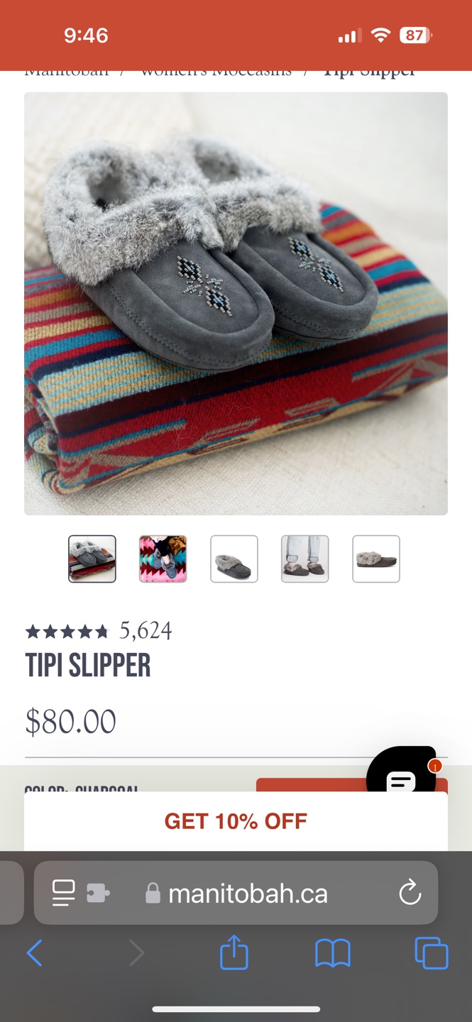 Manitobah Mukluks Tipi Slippers - Charcoal - Size L/9-10 - photo 4