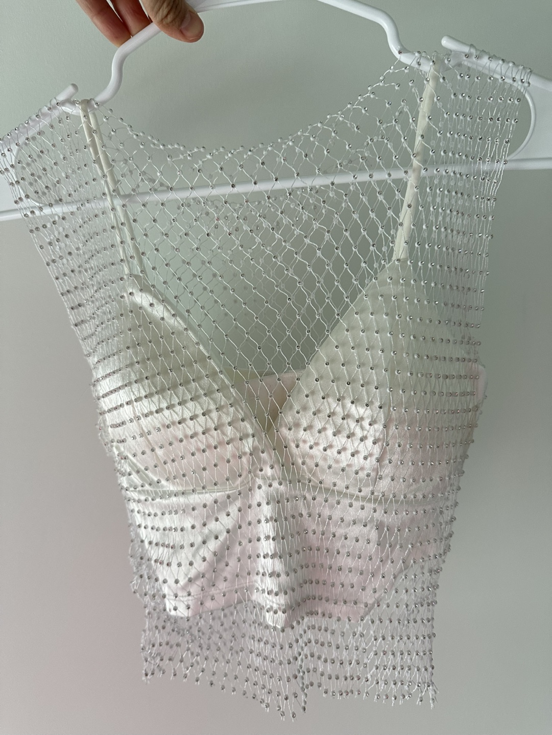 Rhinestone Mesh Crop Top