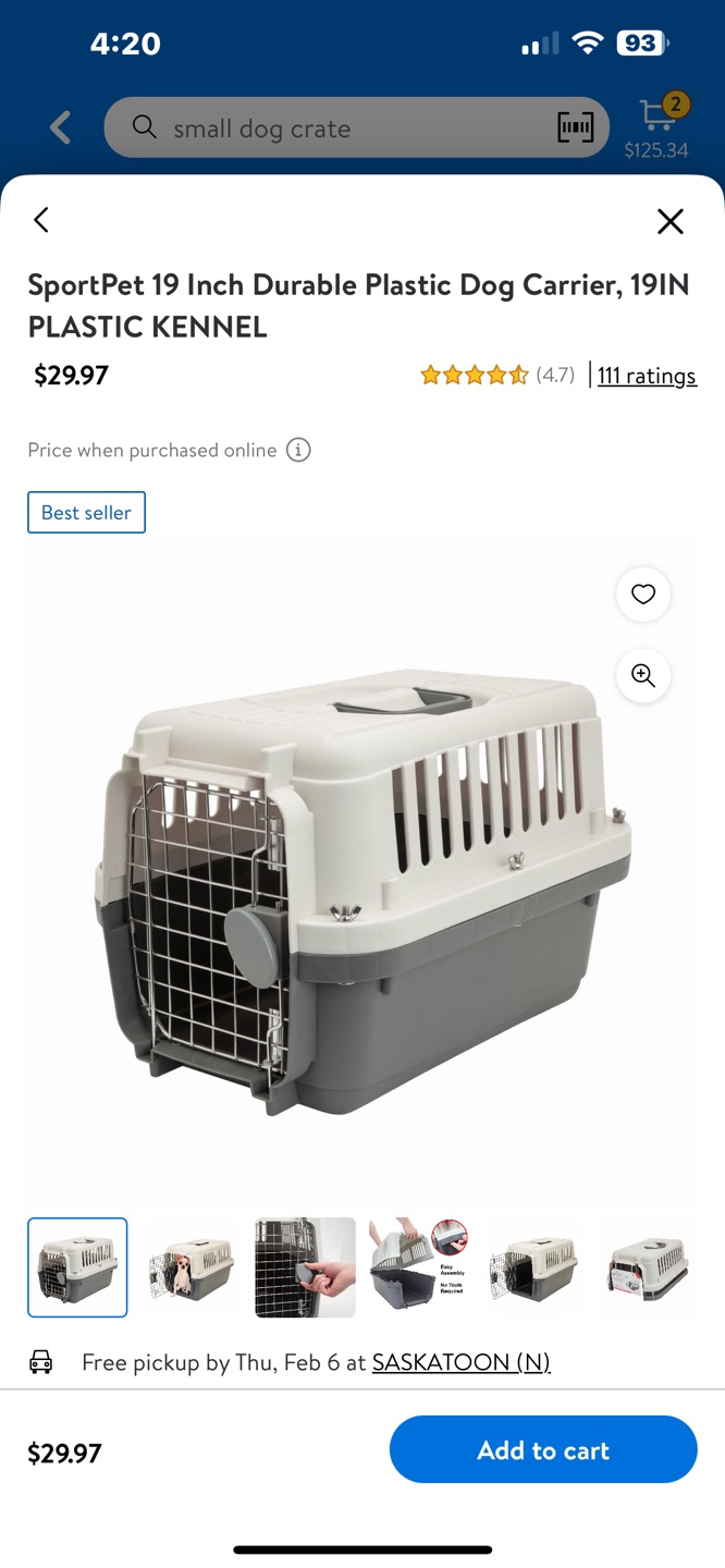 SportPet 19-inch Durable Plastic Dog Carrier Kennel