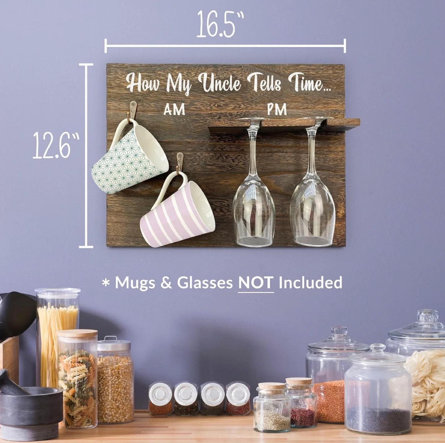 NEW Rustic Wood Mug and Wine Glass Holder image indicator(3)