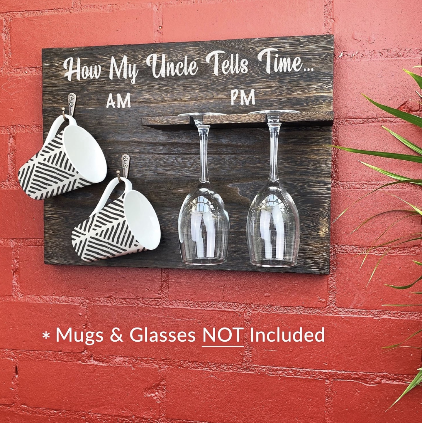 NEW Rustic Wood Mug and Wine Glass Holder - photo 5