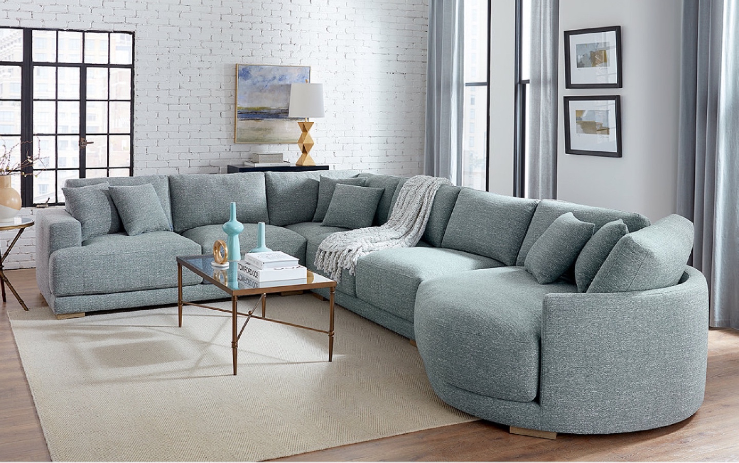 Modern Sectional Sofa - Light Grey - photo 4