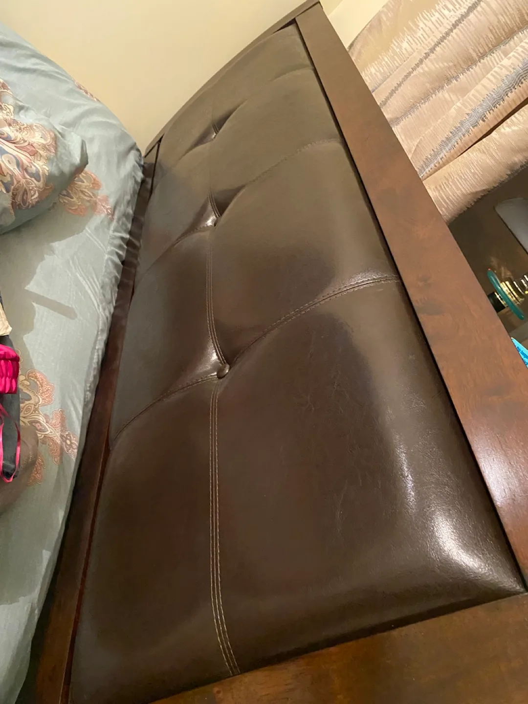 Queen Bed Frame with Brown Leather Headboard image indicator(3)