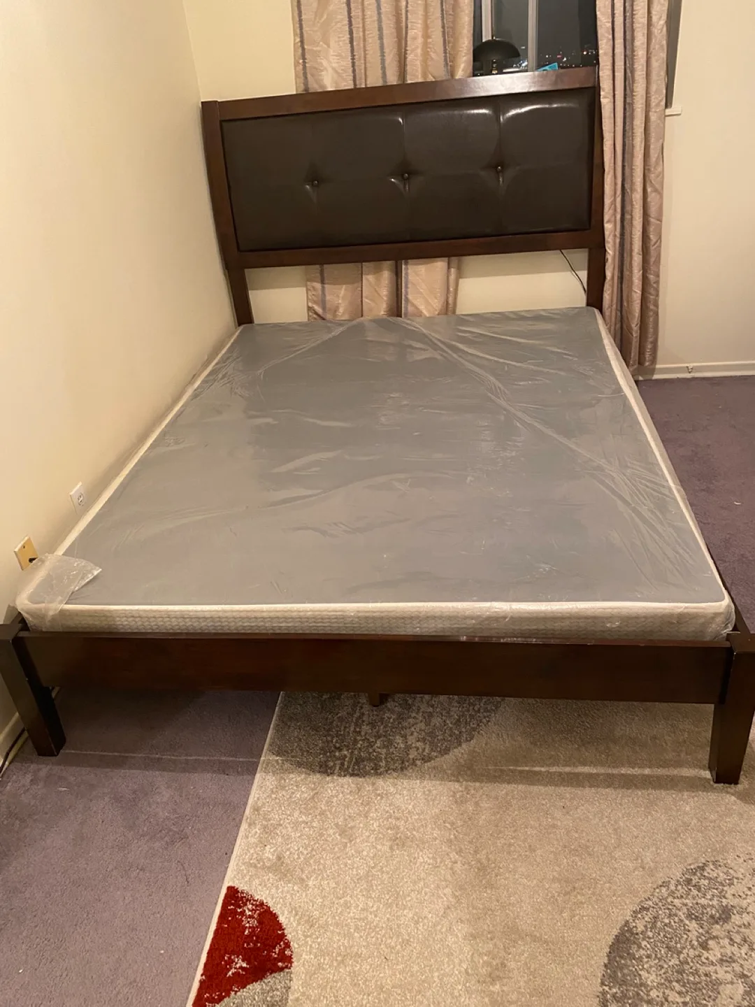 Queen Bed Frame with Brown Leather Headboard image indicator(2)