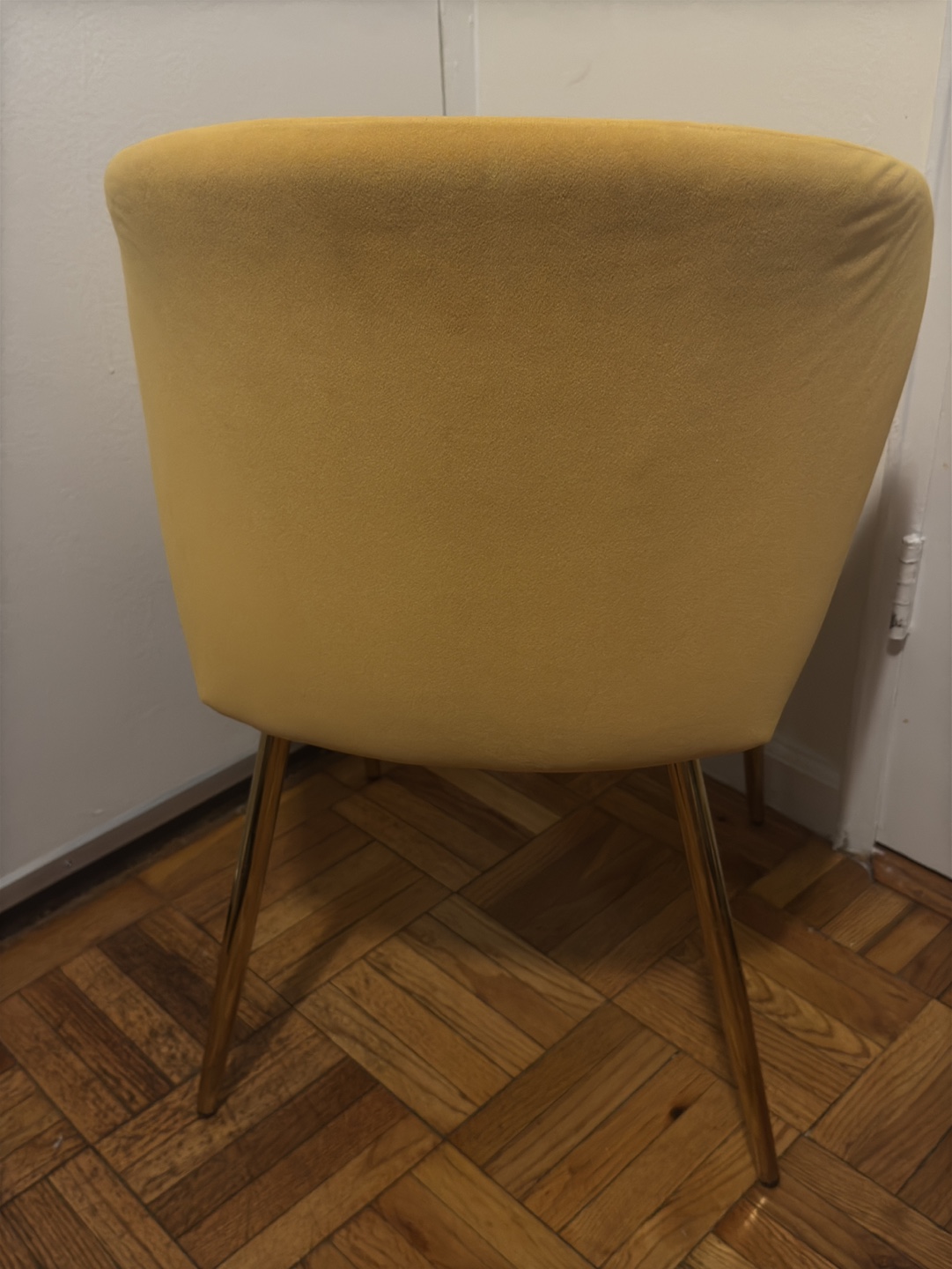 Mustard Yellow Velvet Dining Chair with Gold Legs - photo 3