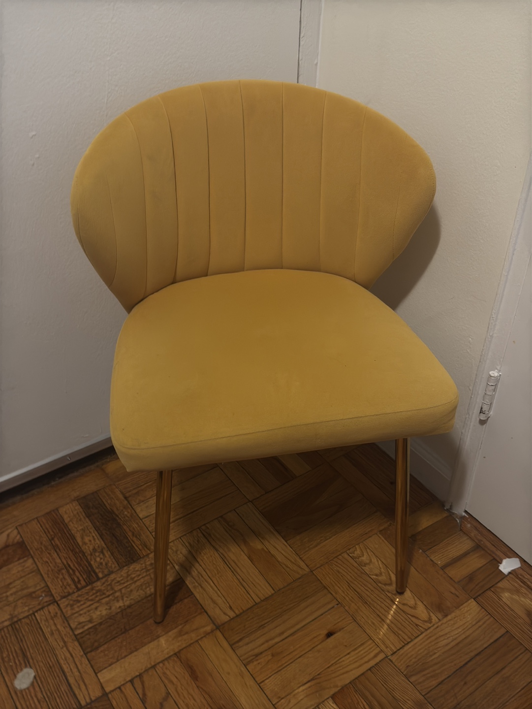 Mustard Yellow Velvet Dining Chair with Gold Legs