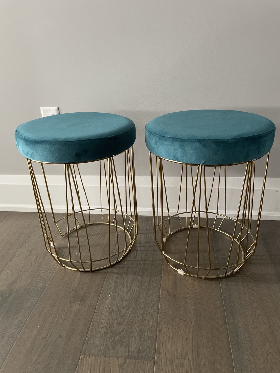 Teal Velvet and Gold Stools - photo 2