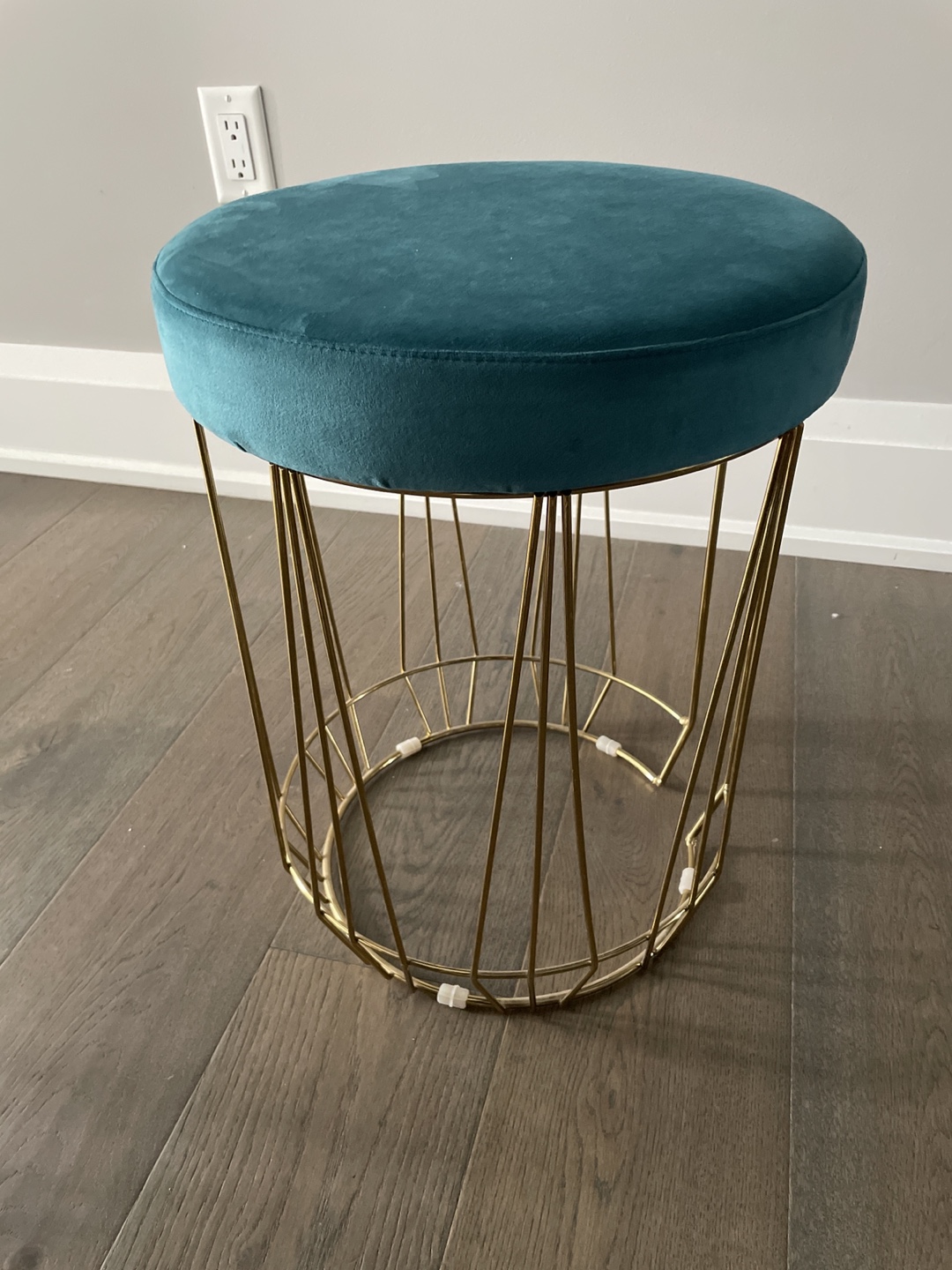 Teal Velvet and Gold Stools