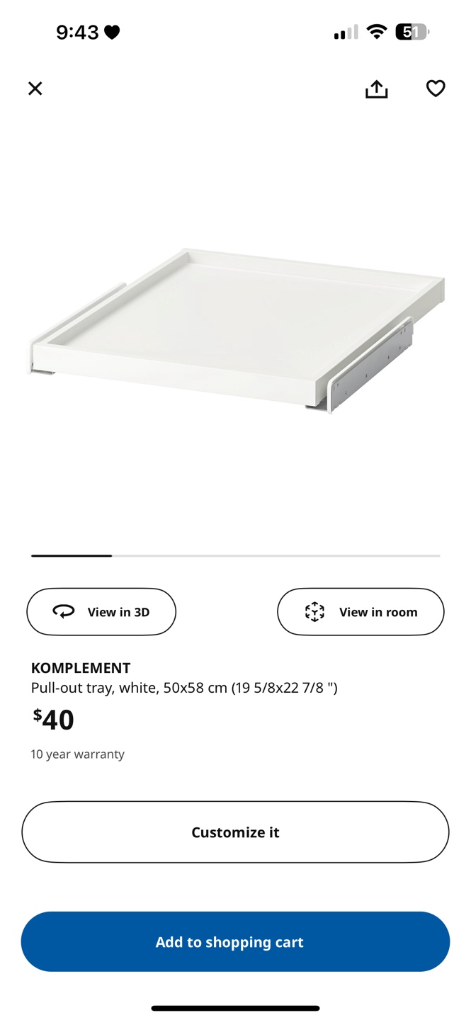 IKEA KOMPLEMENT Pull-out Tray & Glass Shelf - photo 2