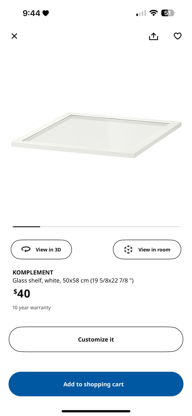 IKEA KOMPLEMENT Pull-out Tray & Glass Shelf