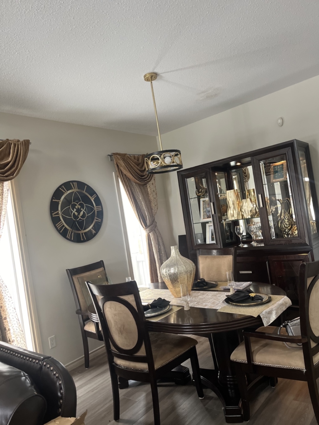 Dark Brown Wooden Dining Set