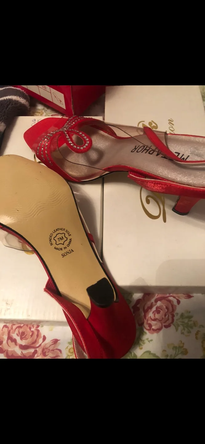 Red Satin High Heels, Size 7.5 image indicator(4)