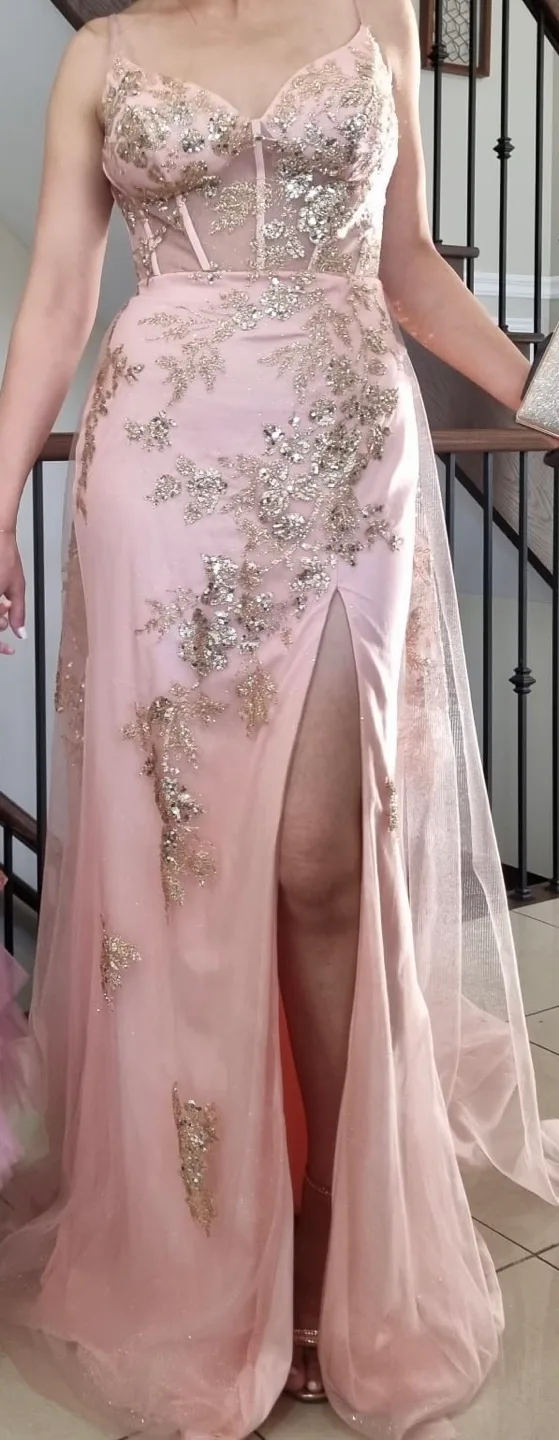 Stunning Blush Pink Sequin Formal Gown image indicator(3)