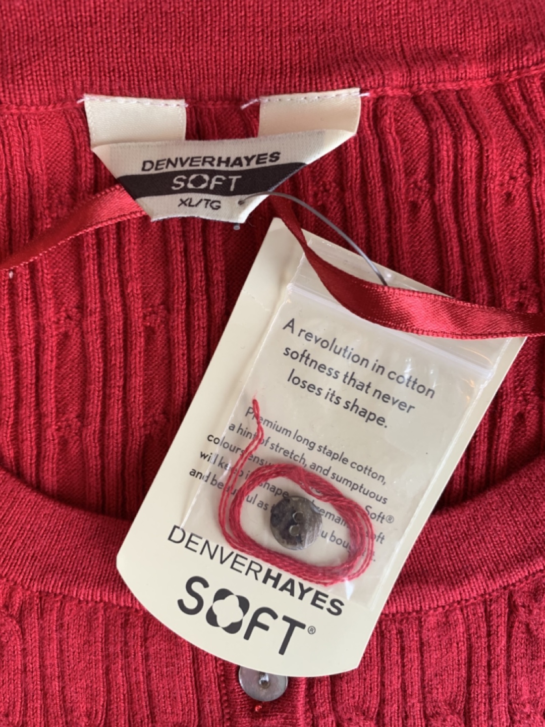 Denver Hayes Soft Red Cable Knit Sweater - Size XL/TG - photo 2