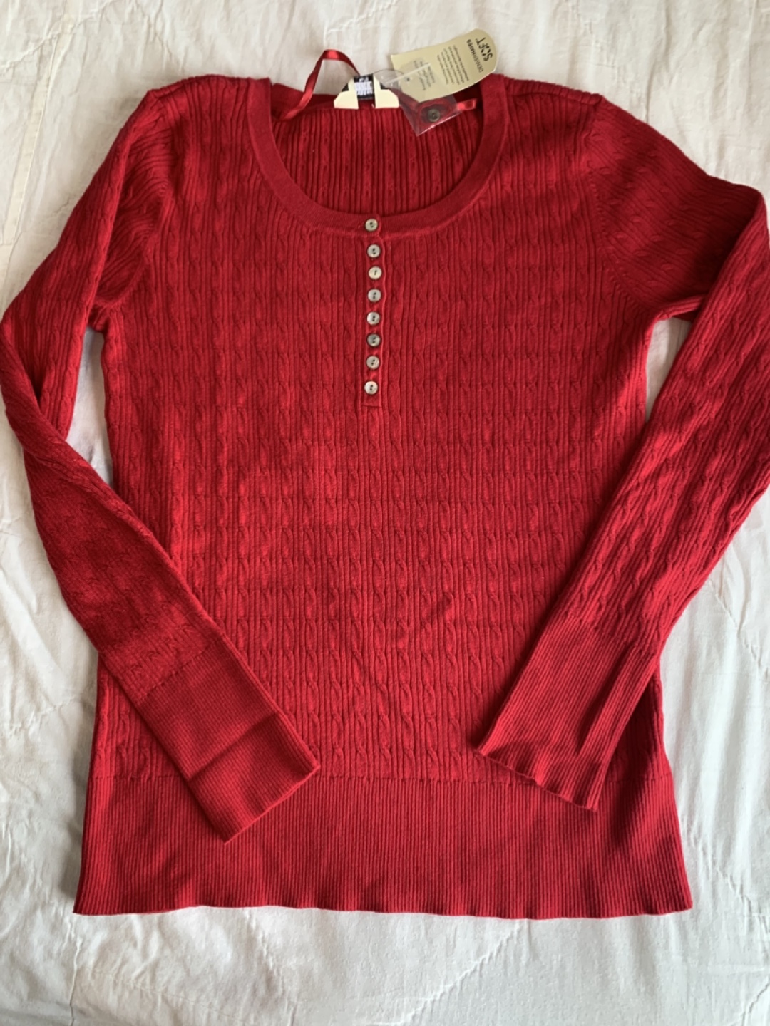 Denver Hayes Soft Red Cable Knit Sweater - Size XL/TG