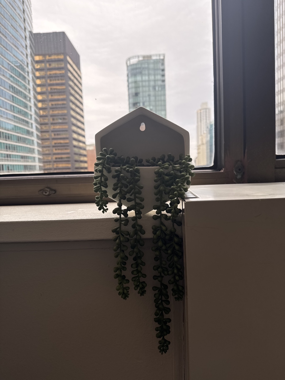 Modern White Planter with Artificial Succulents