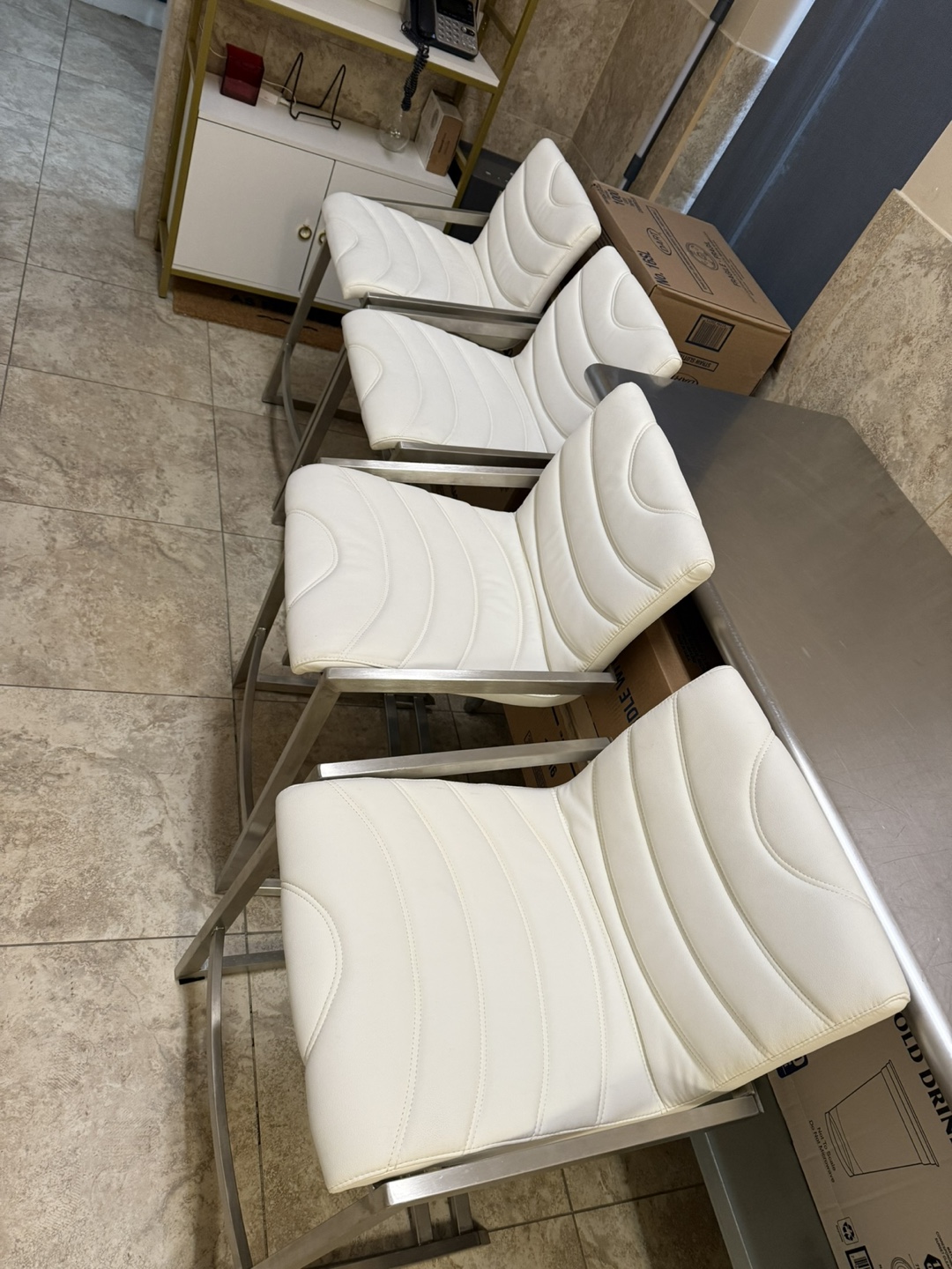 4 Bar Stools with Stainless Steel Legs