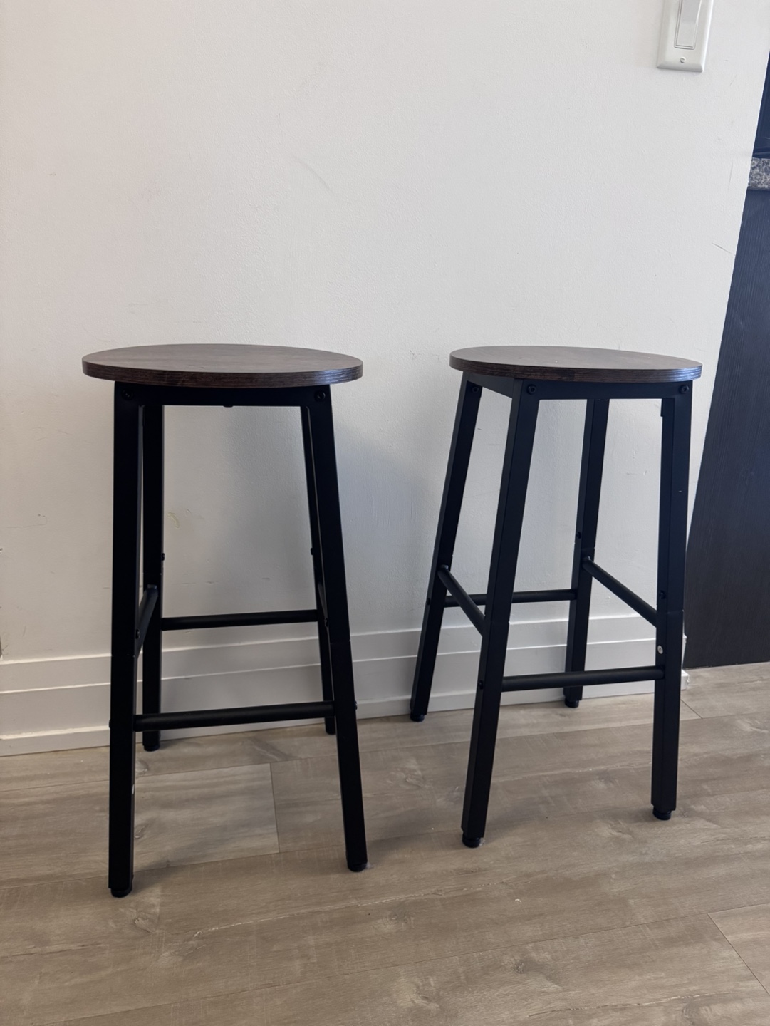 Pair of Brown and Black Bar Stools - photo 2