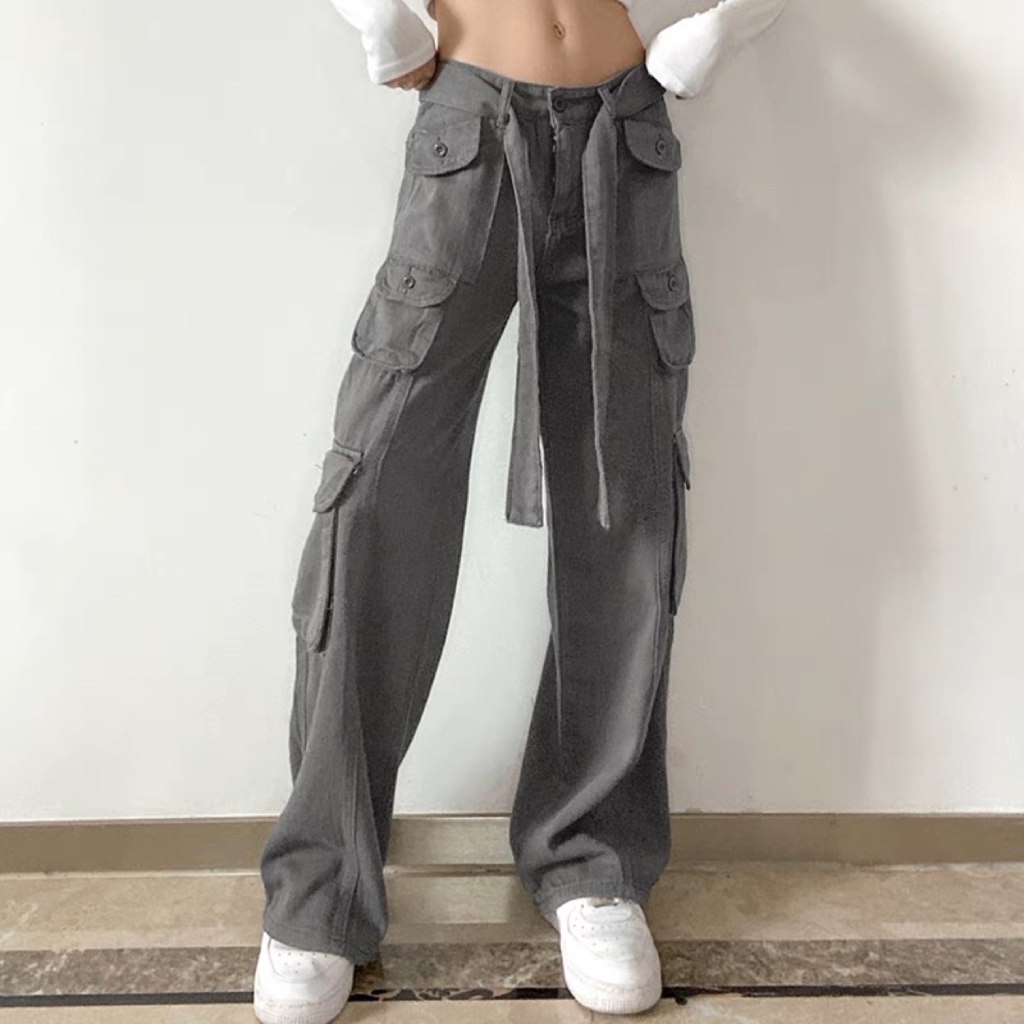 Green Cargo Pants with Belt