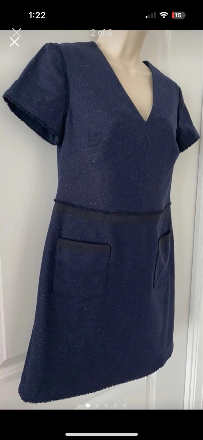 NEW Banana Republic Navy Wool Dress, Lined ~ Size 4 Petite🏈 image indicator(2)