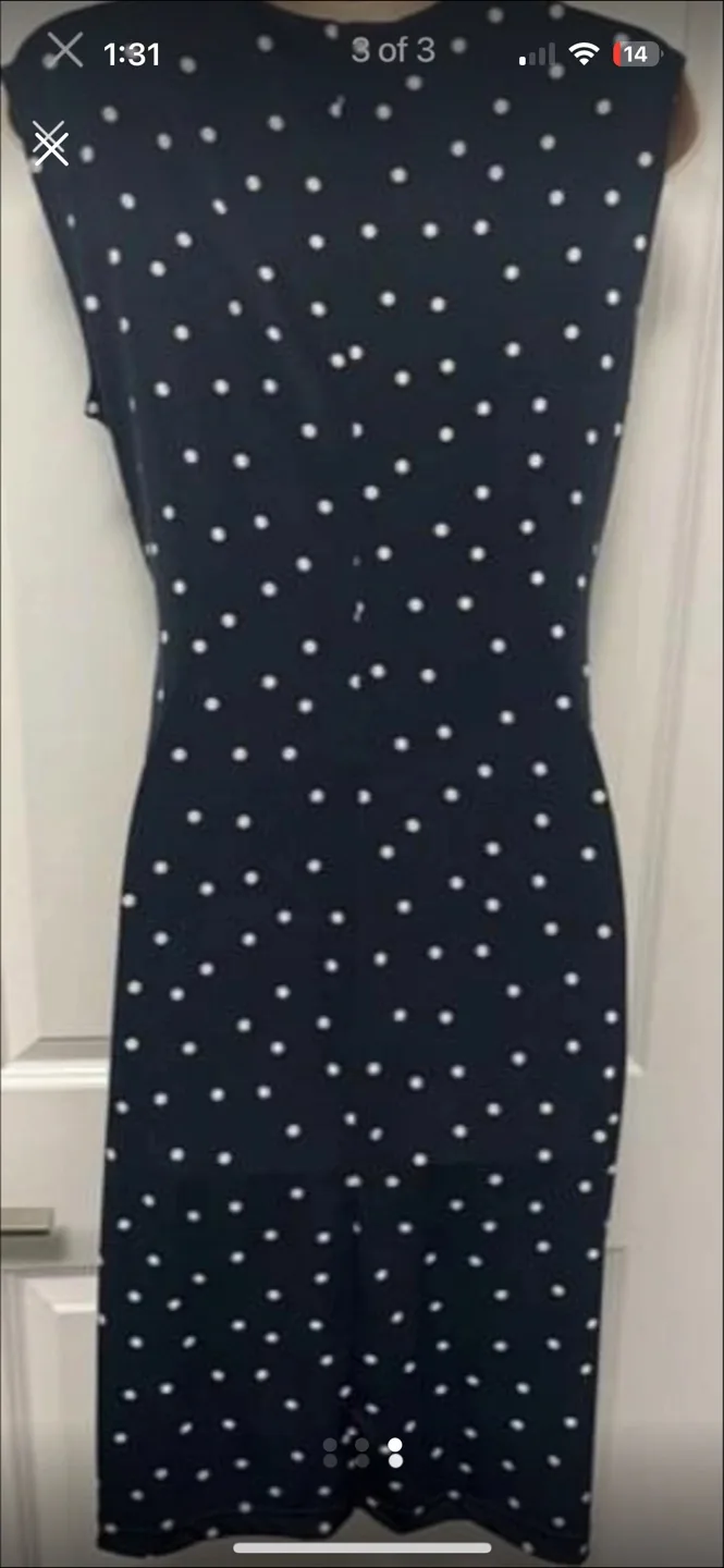 Banana Republic Polka Dot Grey Faux Wrap Dress ~ Small Petite🏈 image indicator(3)