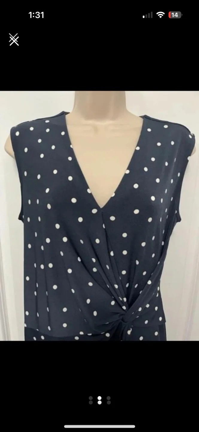 Banana Republic Polka Dot Grey Faux Wrap Dress ~ Small Petite🏈 image indicator(2)