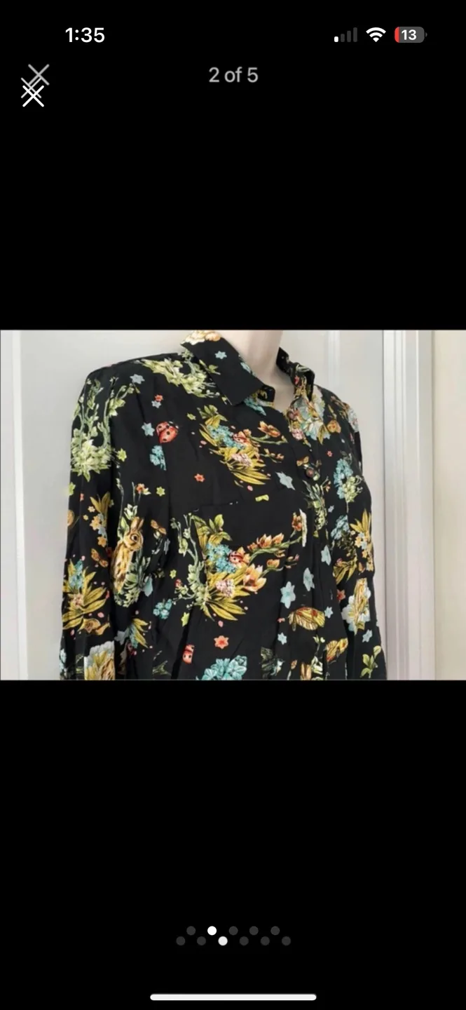 Anthropologie Women’s Floral Buttondown Shirt -Size 4 NEW 🏈 image indicator(2)