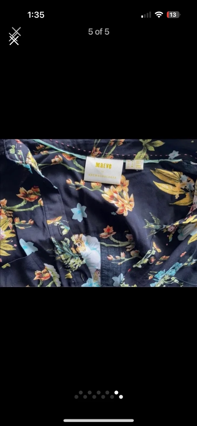 Anthropologie Women’s Floral Buttondown Shirt -Size 4 NEW 🏈 image indicator(5)