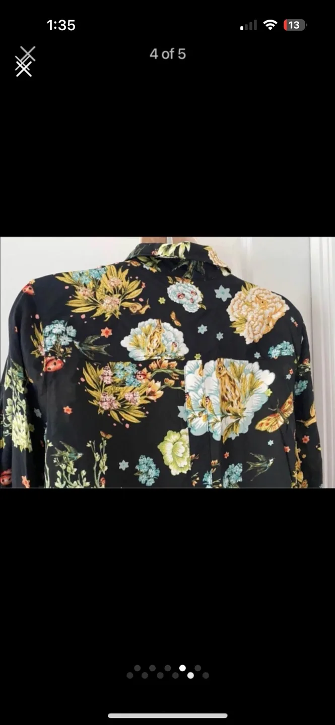 Anthropologie Women’s Floral Buttondown Shirt -Size 4 NEW 🏈 image indicator(4)