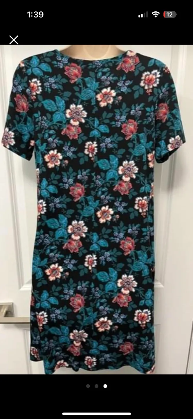 Ann Taylor LOFT Women's Blue Floral Rayon Dress ~ Small Petite 🏈 image indicator(3)