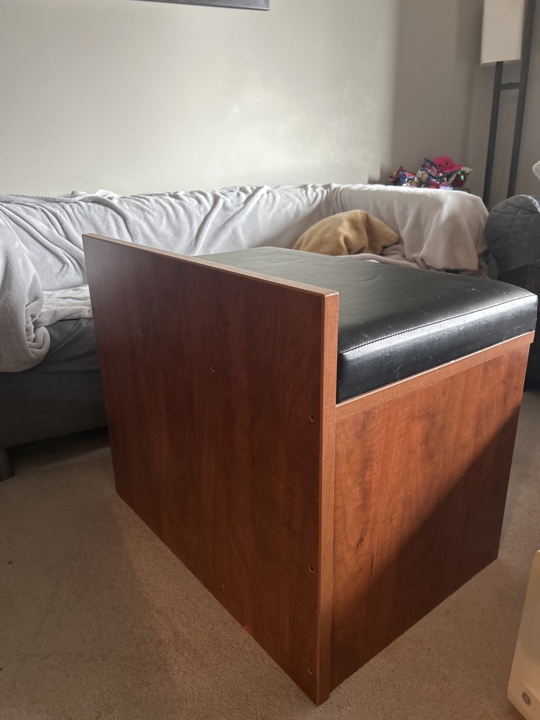 Wooden Bench with Black Cushion - photo 3