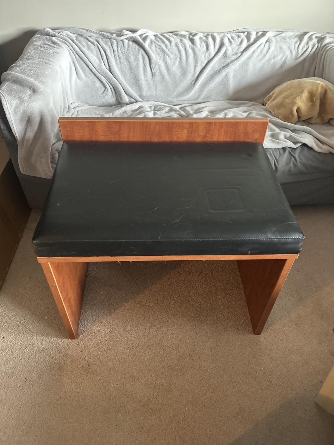 Wooden Bench with Black Cushion - photo 2