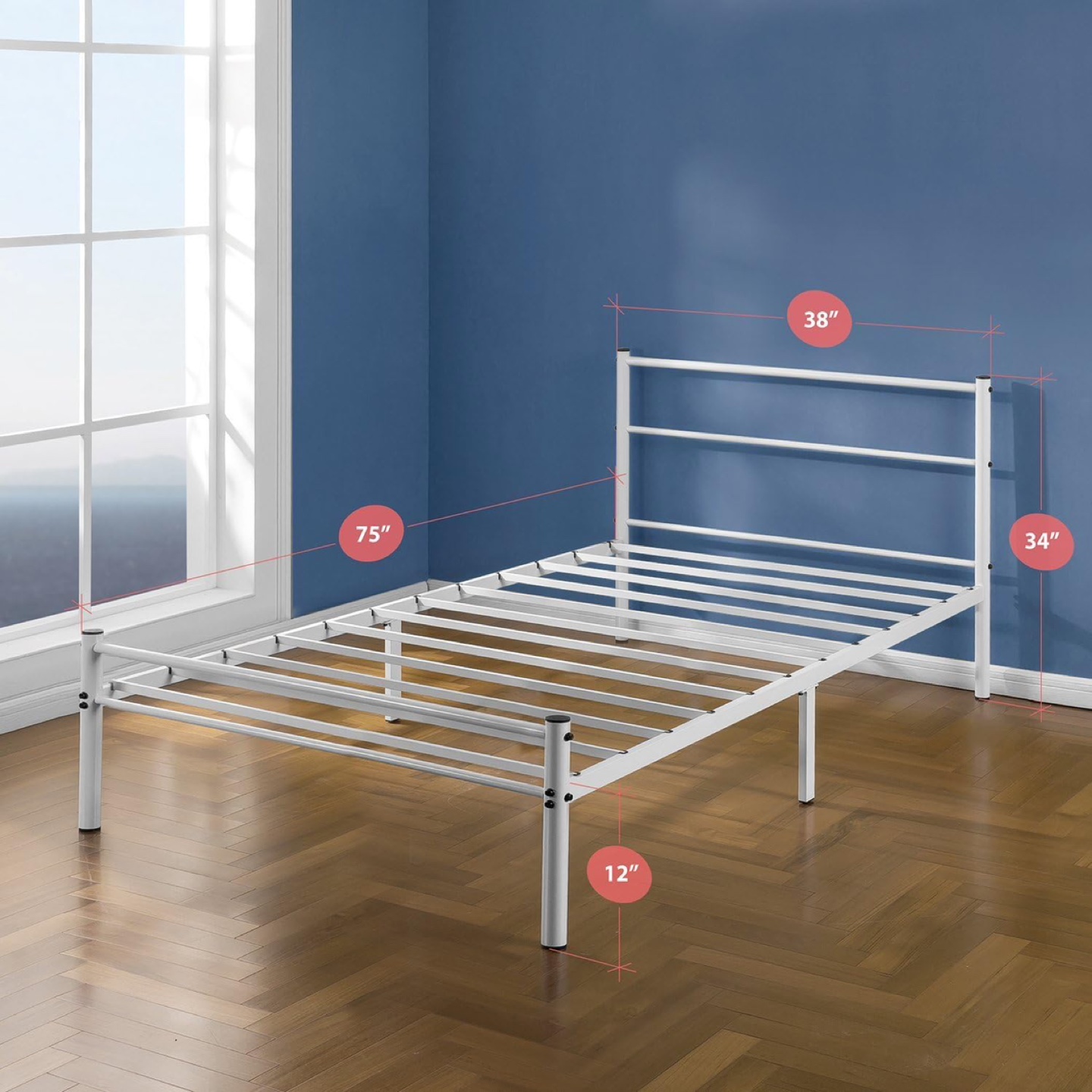 Twin Metal Bed Frame - White - photo 3