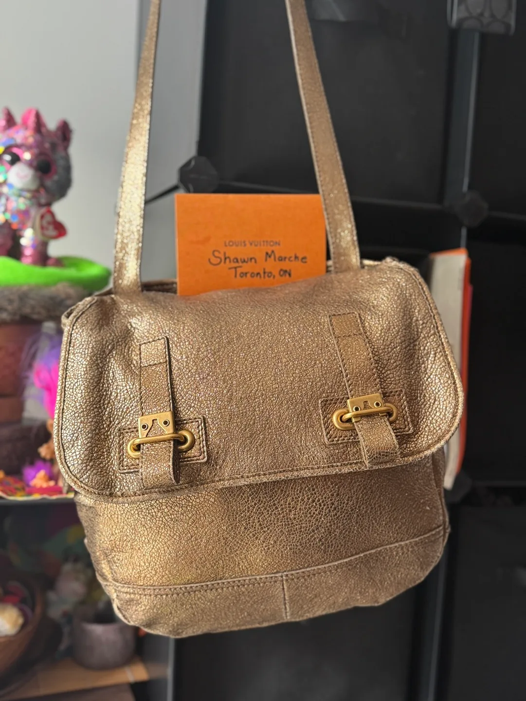 Yves Saint Laurent Gold Leather Shoulder Bag image indicator(2)