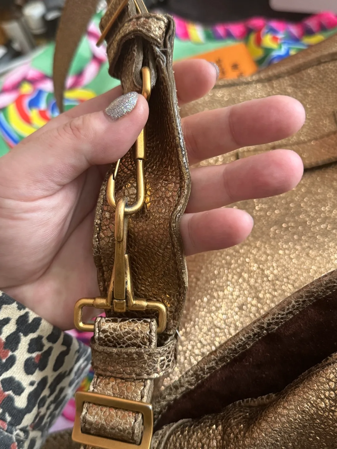 Yves Saint Laurent Gold Leather Shoulder Bag image indicator(7)