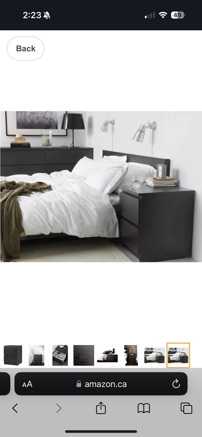 IKEA MALM Two-Drawer Bedside Table - Black-Brown - photo 4