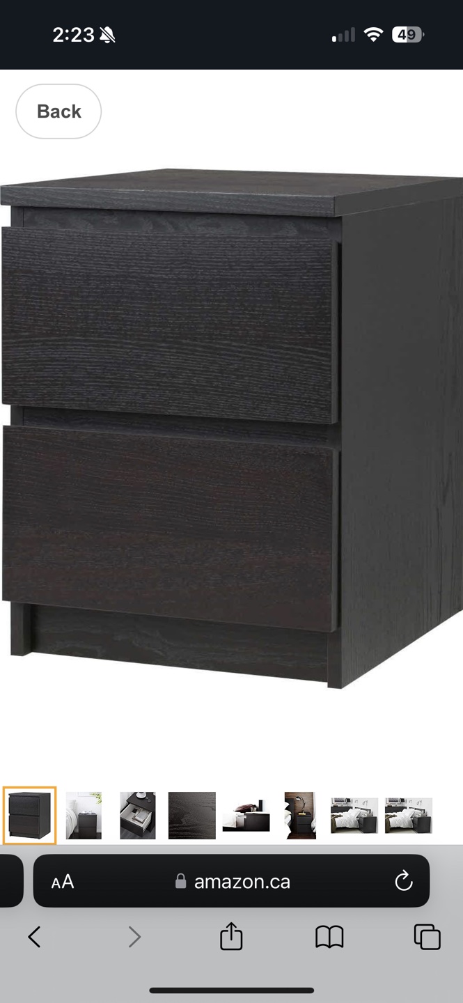 IKEA MALM Two-Drawer Bedside Table - Black-Brown - photo 2