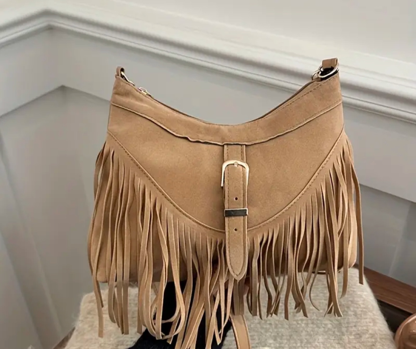 Brown Suede Fringe Crossbody Bag - photo 3