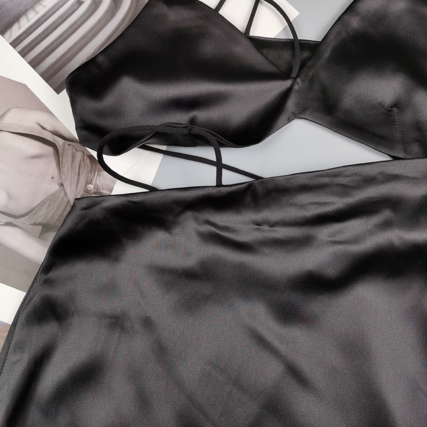 Black Satin Cut-Out Midi Dress - photo 5