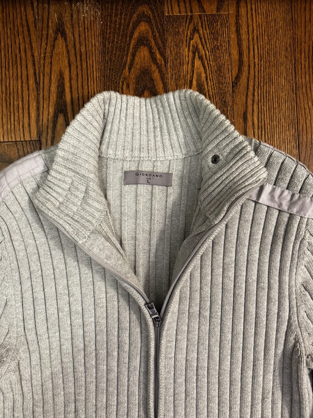 Giordano Men's Grey Ribbed Zip-Up Cardigan Sweater - photo 2