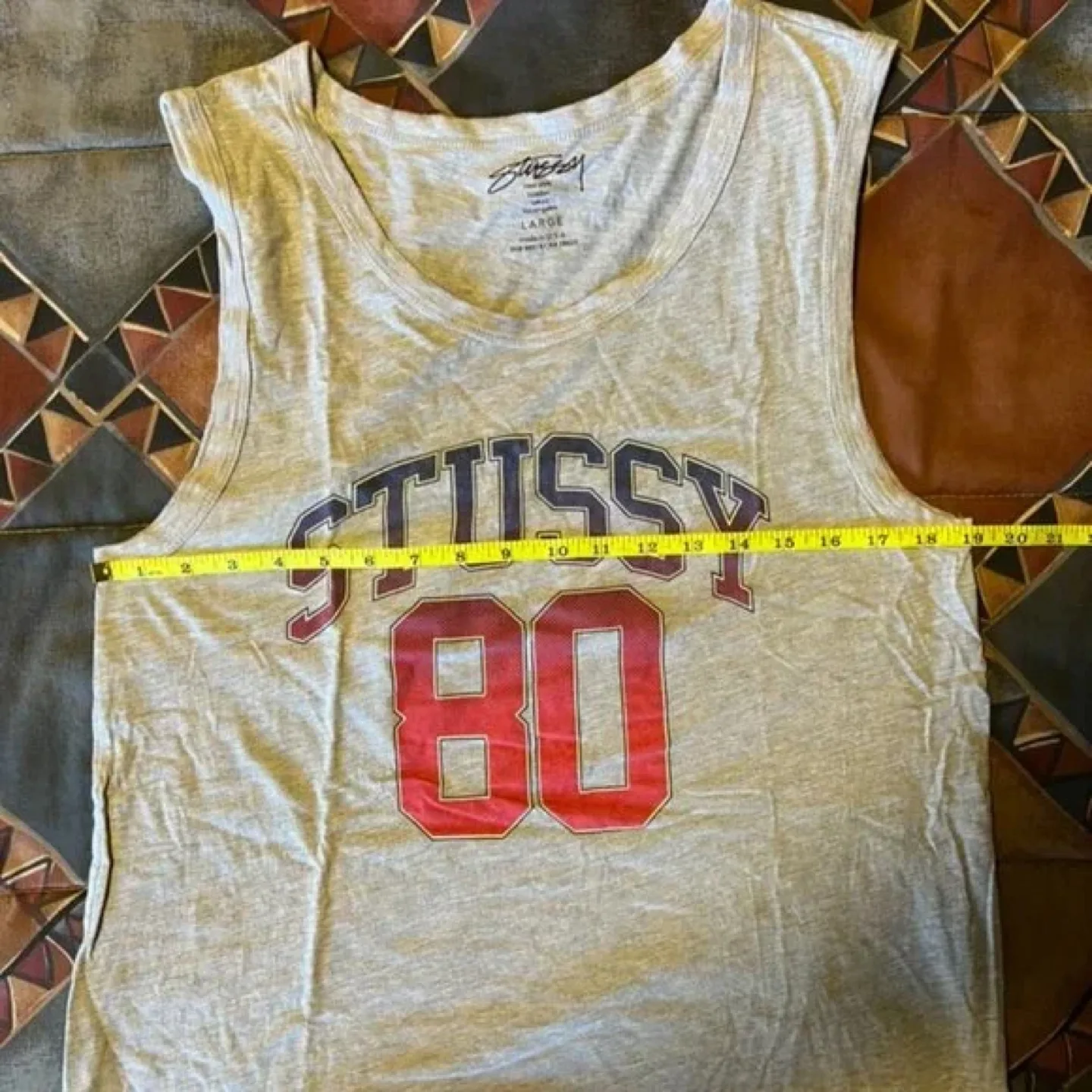 Stüssy Large Grey 80's Graphic Sleeveless Shirt image indicator(4)