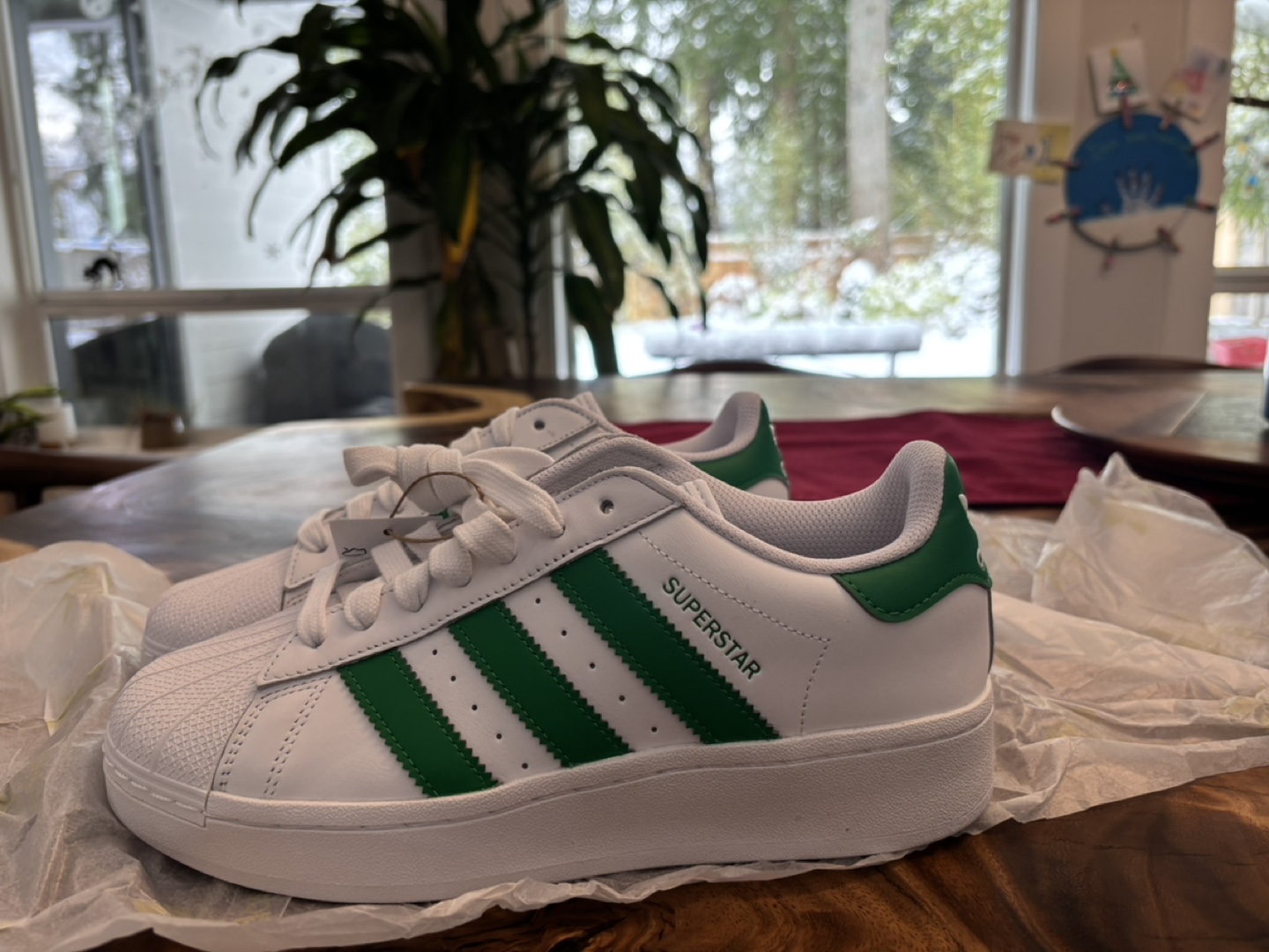 Adidas Superstar XLG Green White Sneakers Size 7