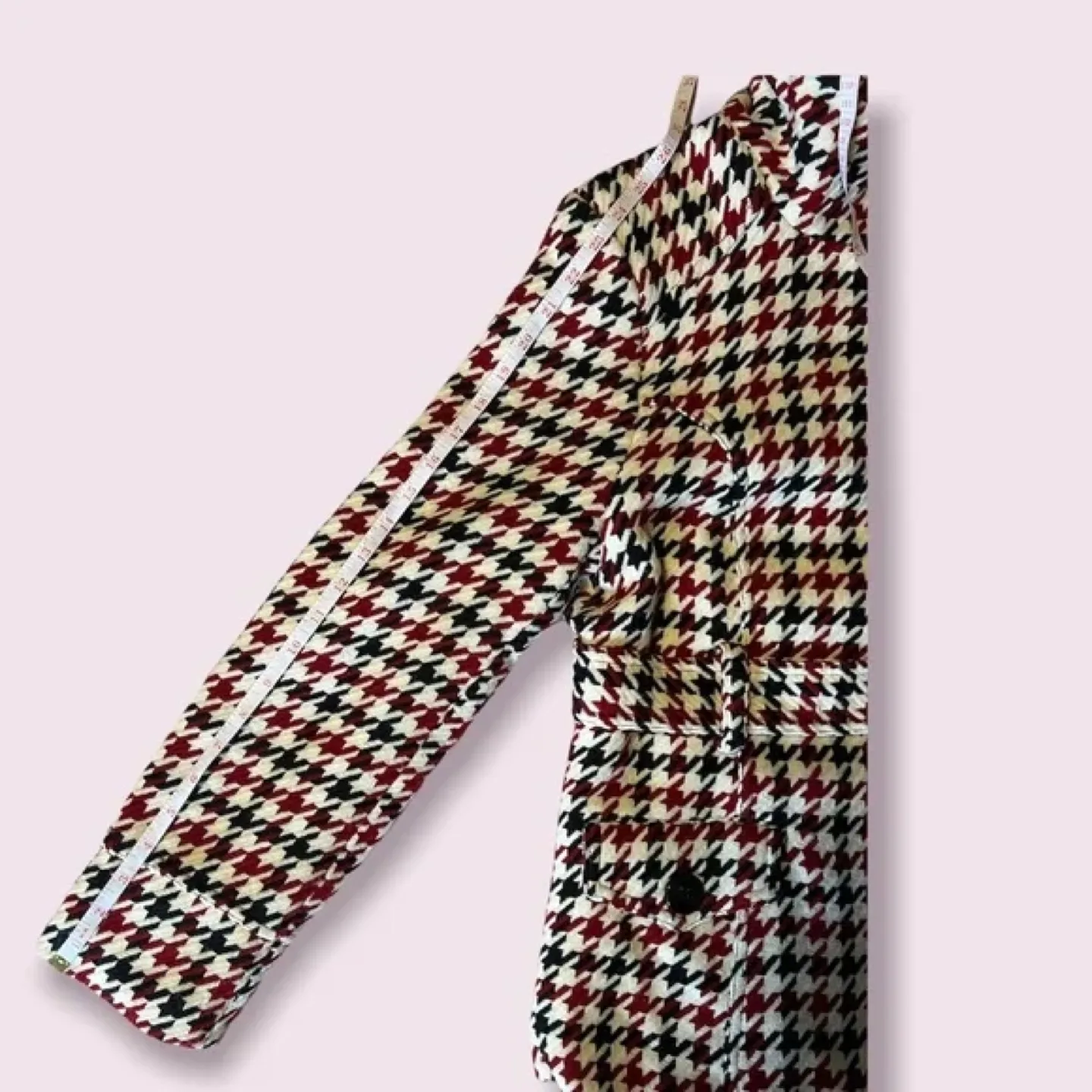 Women's Red, Black and Beige Belted Jacket image indicator(2)