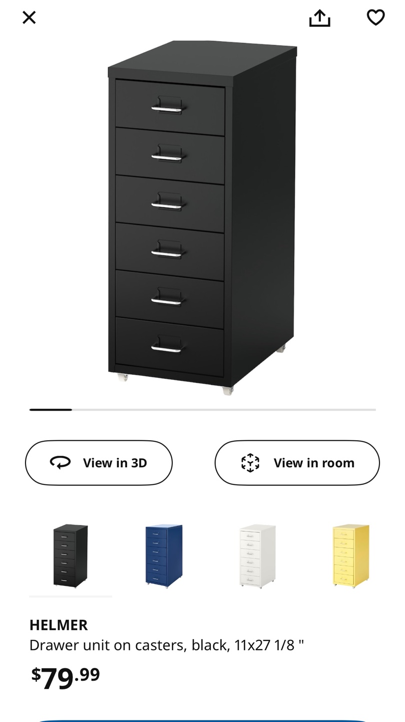 IKEA HELMER 6-Drawer Rolling Cart - Black - photo 4