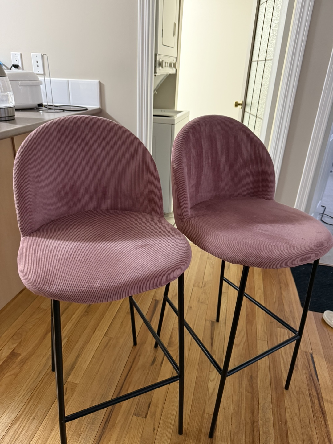 Pink Velvet Bar Stools