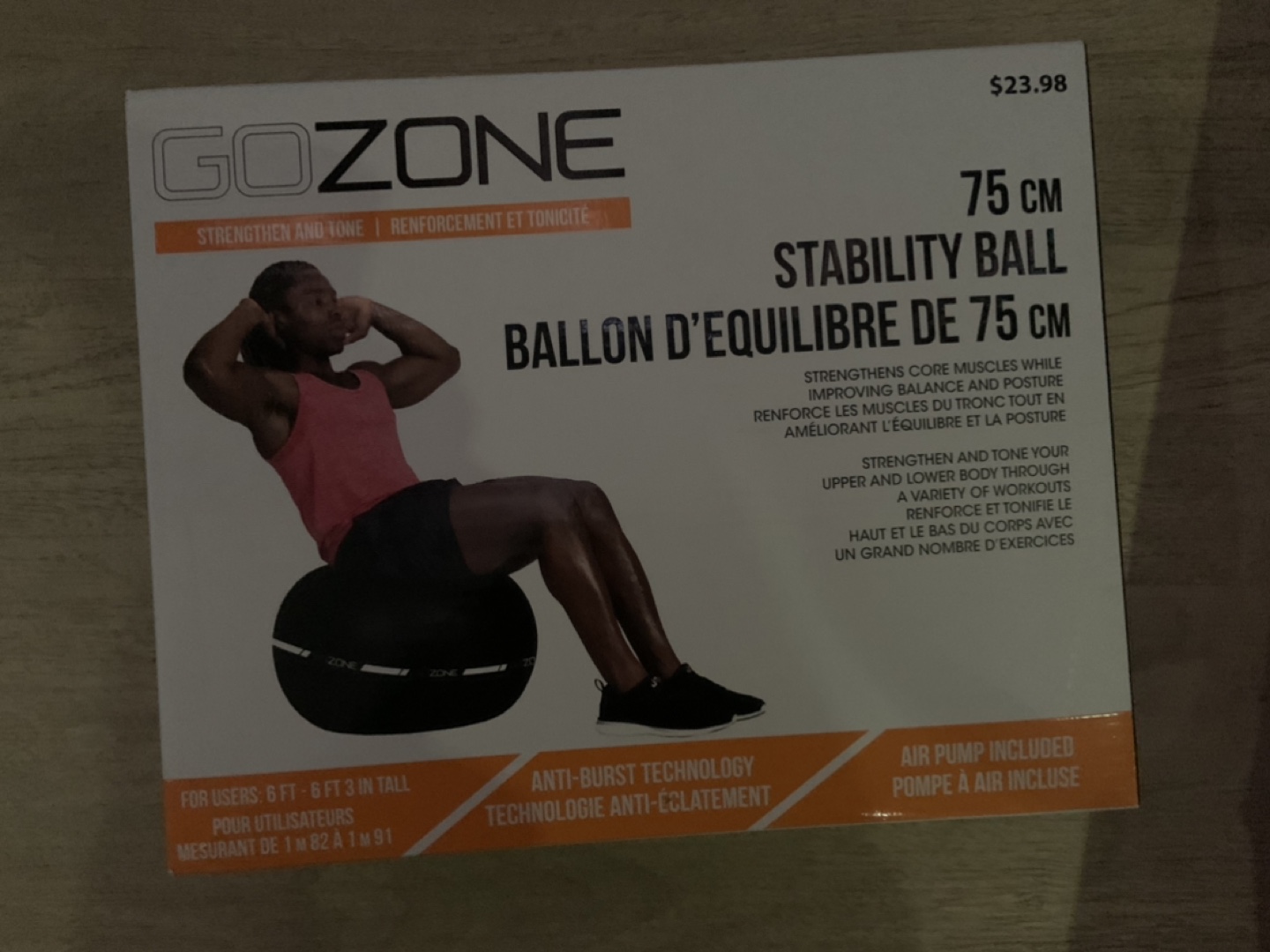 New GoZone 75cm 🏈 Stability Ball with Pump