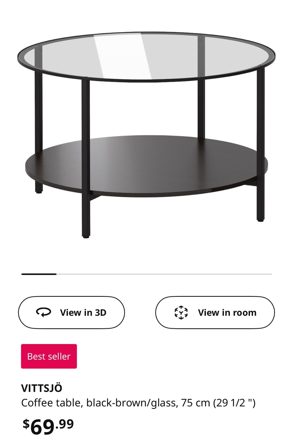 VITTJÖ Coffee Table - WHITE/Glass - photo 2