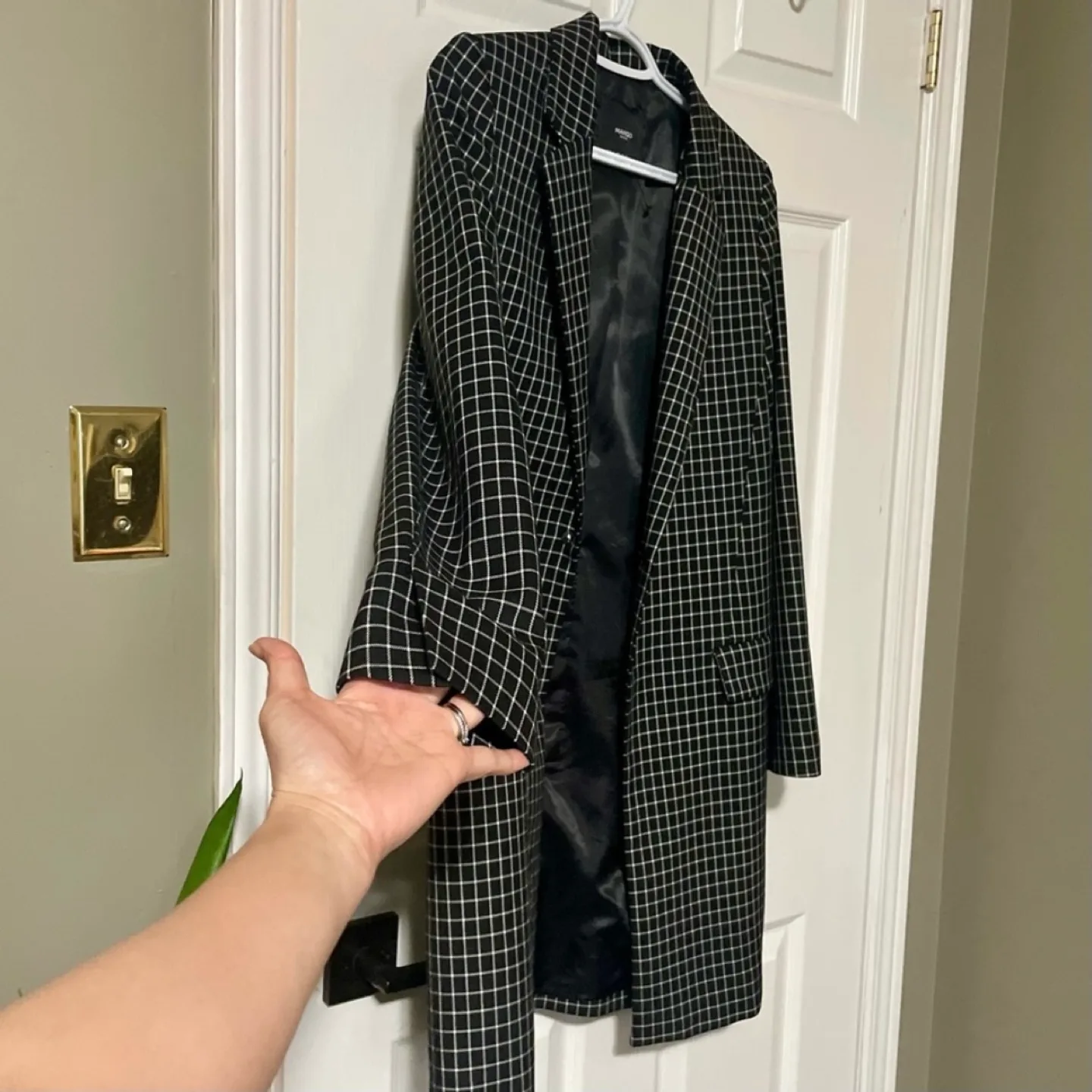 Mango One Button Patterned Lapel-collar Blazer image indicator(5)