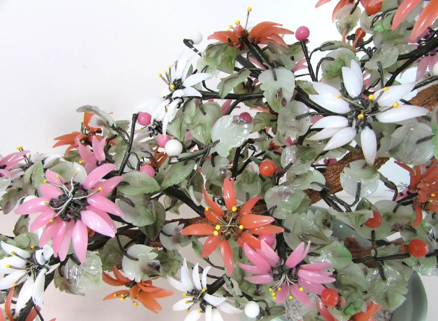 Vintage Large 24" Chinese Jade And Glass Bonsai Tree image indicator(6)