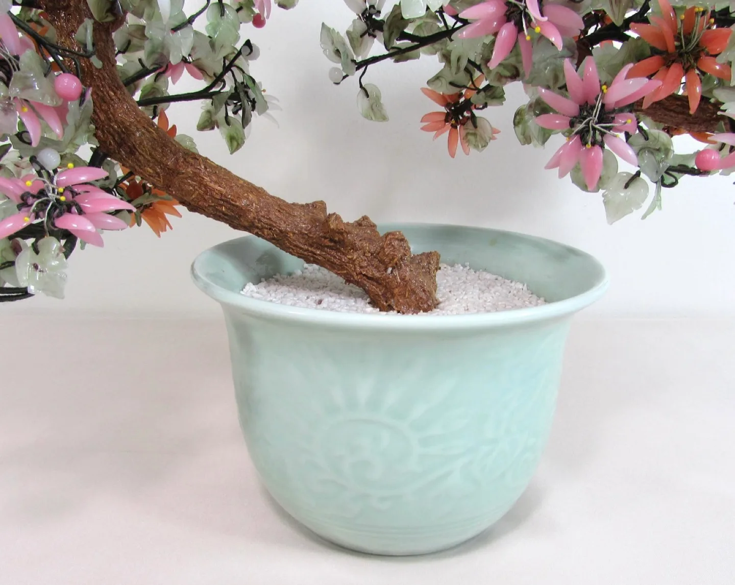 Vintage Large 24" Chinese Jade And Glass Bonsai Tree image indicator(5)